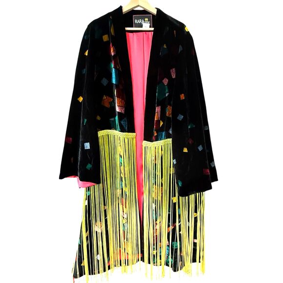 RARA AVIS by Iris Apfel Disney Mary Poppins Kimono Jacket 1X Velvet Fringe - Picture 1 of 14